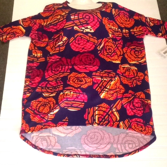 LulaRoe Rose Striped Floral Irma Printed Top - Picture 2 of 12